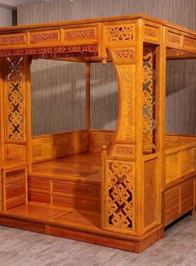 老式仿古典代家红花梨实木具床月洞床千工拔AL772800踏步床雕花子