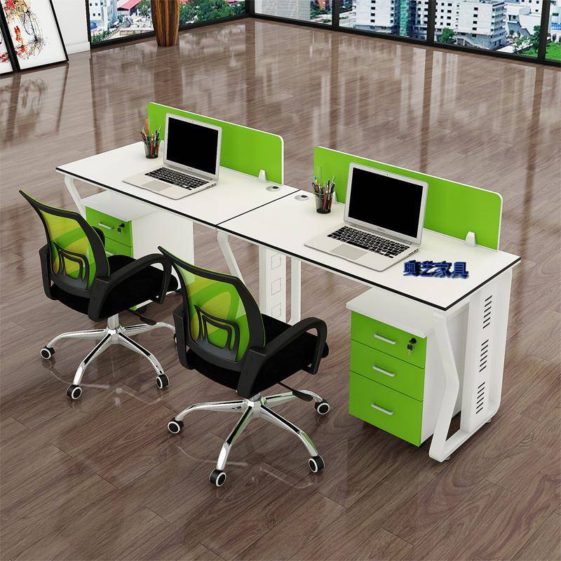 门办公家具简约员公桌2人4人组绿色挡板合办职钢架厦员工卡位屏风