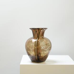 中肚古风OTI棕色飘带洒金大瓶摆现代简梅约样板房家居桌面茶几软