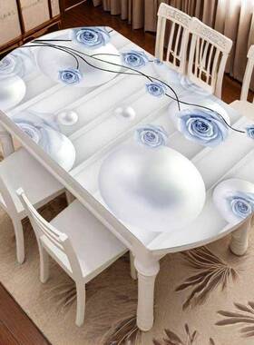 餐桌桌垫防水防防烫耐椭布圆形桌油布中式PVC高温pxx10045加厚家