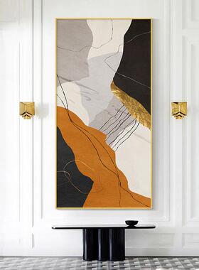 金色流年现代约入户玄关装饰橙色抽象QX202012极简挂画竖版画大幅