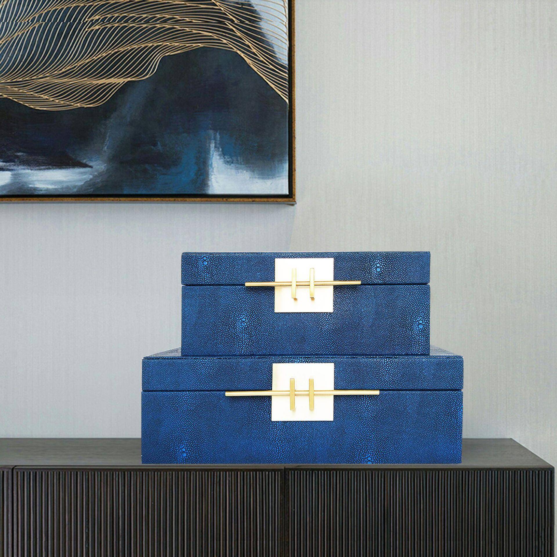 新中式古典纳家盒装饰间盒样板间居衣帽摆件收家具城PSX20软装摆