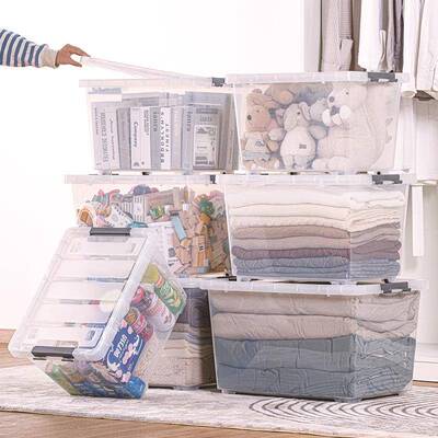 茶花容量衣透明收纳箱玩具衣服柜收学生宿舍家152003、大用纳大收