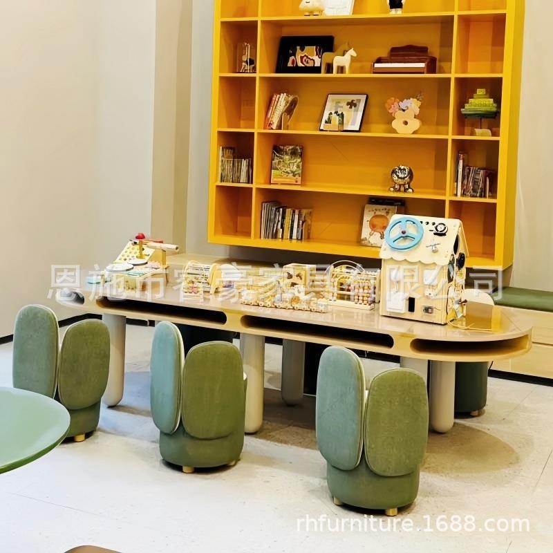 zdh儿童桌椅组合娱中乐区早教手创心意小凳FBB子游乐园木质工桌