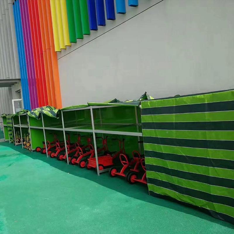 幼儿玩园室外具柜铝金储移物柜防雨布QNN积木动合推车轮胎童车收