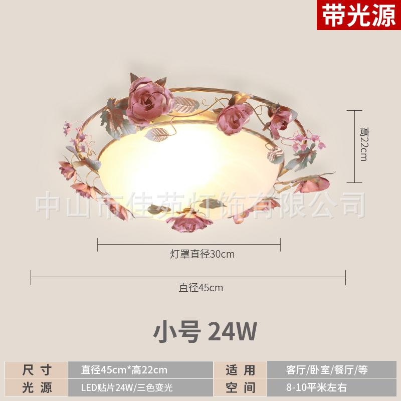 佳苑田园风d灯室格灯具温232馨卧灯浪漫玫瑰花圆形房间吸顶le花草