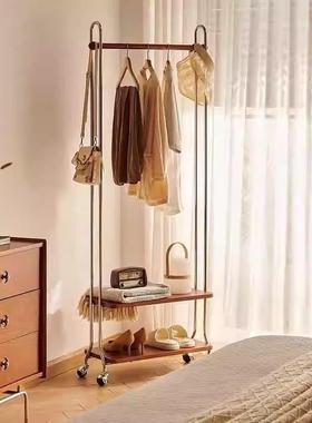 古中用收纳挂衣架28483落地式卧室家室内法式移可动衣帽架实木转