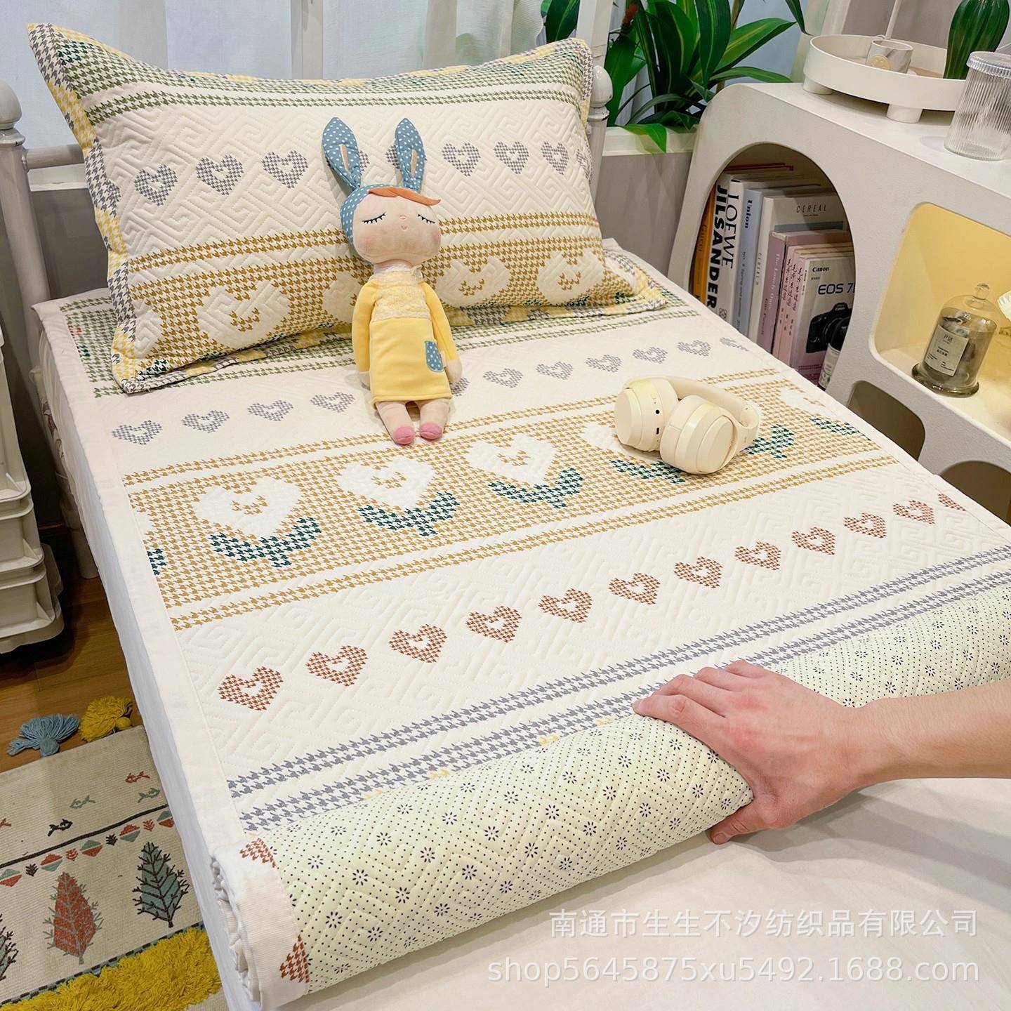 纯棉款老粗布垫家用学生宿单盖人床床垫床褥子亚舍麻SHS全棉床床