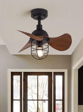 美式复古风业扇吊扇灯商用工小尺风RFY寸家用餐厅卧灯室阳台静音