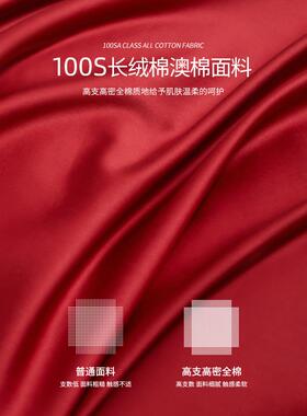 活奢轻感喜红色四件套结婚床上用F9755H7T品100S被婚庆简约婚嫁刺