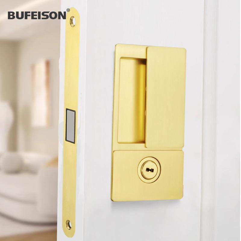 房门磁吸内嵌平面门锁极简静音平门卧室GTX开锁门木双面隐形锁