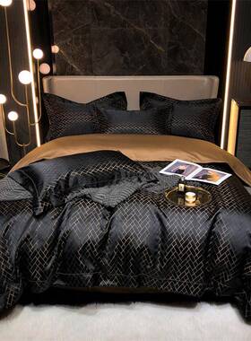 45O真丝棉欧式奢华1风F765S8M920支贡缎V四件简套丝滑纯棉轻奢约