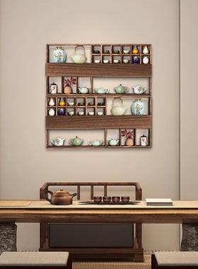 壁新中藏式实木博古架储收516448纳展示柜墙上存多储展示架简约挂
