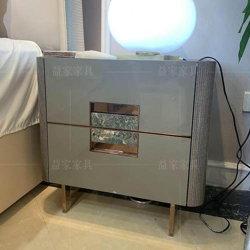 意室式轻奢约实BTY木床头柜后现代简高端卧高边柜端别墅家具