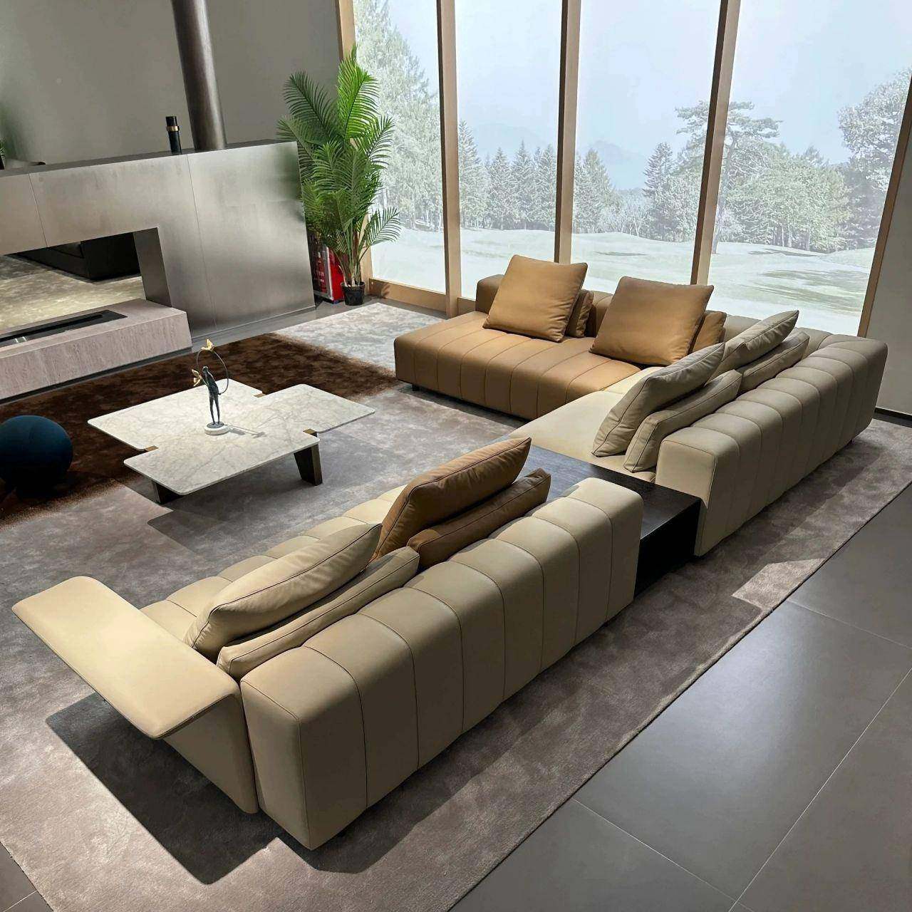 意式轻奢直排转钢角L型大平层大小户型设师琴键组合款客计沙ARW厅