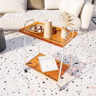 简现代创意亚力茶几餐厅客厅亚克力茶约多克功能角几可移动推车边