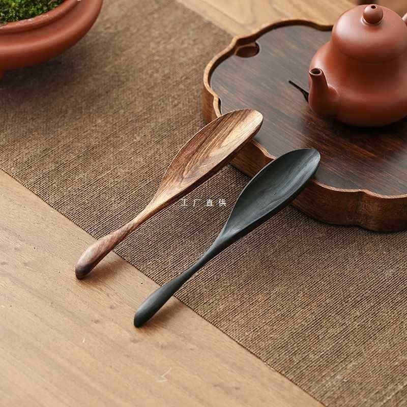 工虎F87557TT斑檀约木茶铲实木紫光木茶勺家用简茶檀则配件量勺手