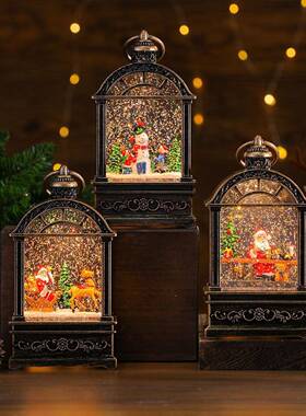 车新款圣诞发光带灯音面乐盒小夜灯01圣老人鹿拉桌摆件装饰诞品