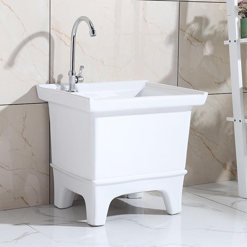 拖把PYP池陶瓷阳台大洗布拖池家用带高龙头墩布池卫生间小号弯拖