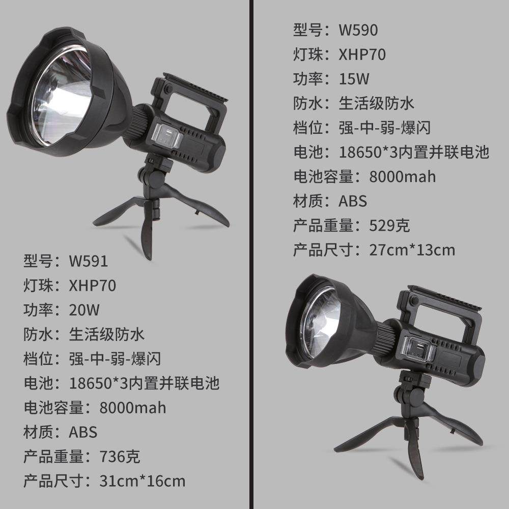 P50强光探照灯户外USX多功明LE照D远射防水能充电电筒手手提灯