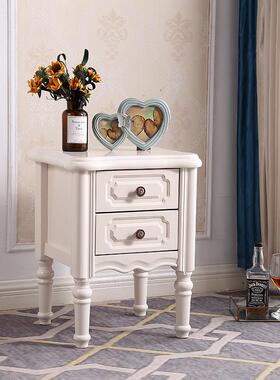 现代美式木整床头柜QFW简约欧式小型卧室家用黑色床边柜收纳实子