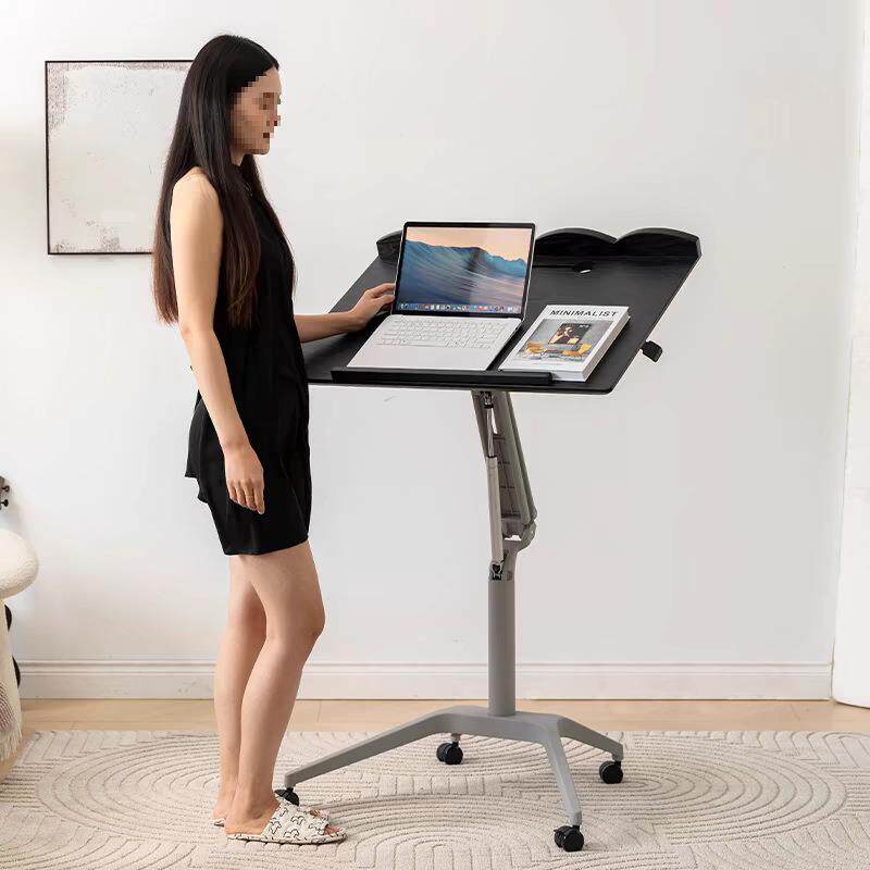 气动升降桌实木电脑桌卧室家用写字台办公桌小型笔记本移动书桌