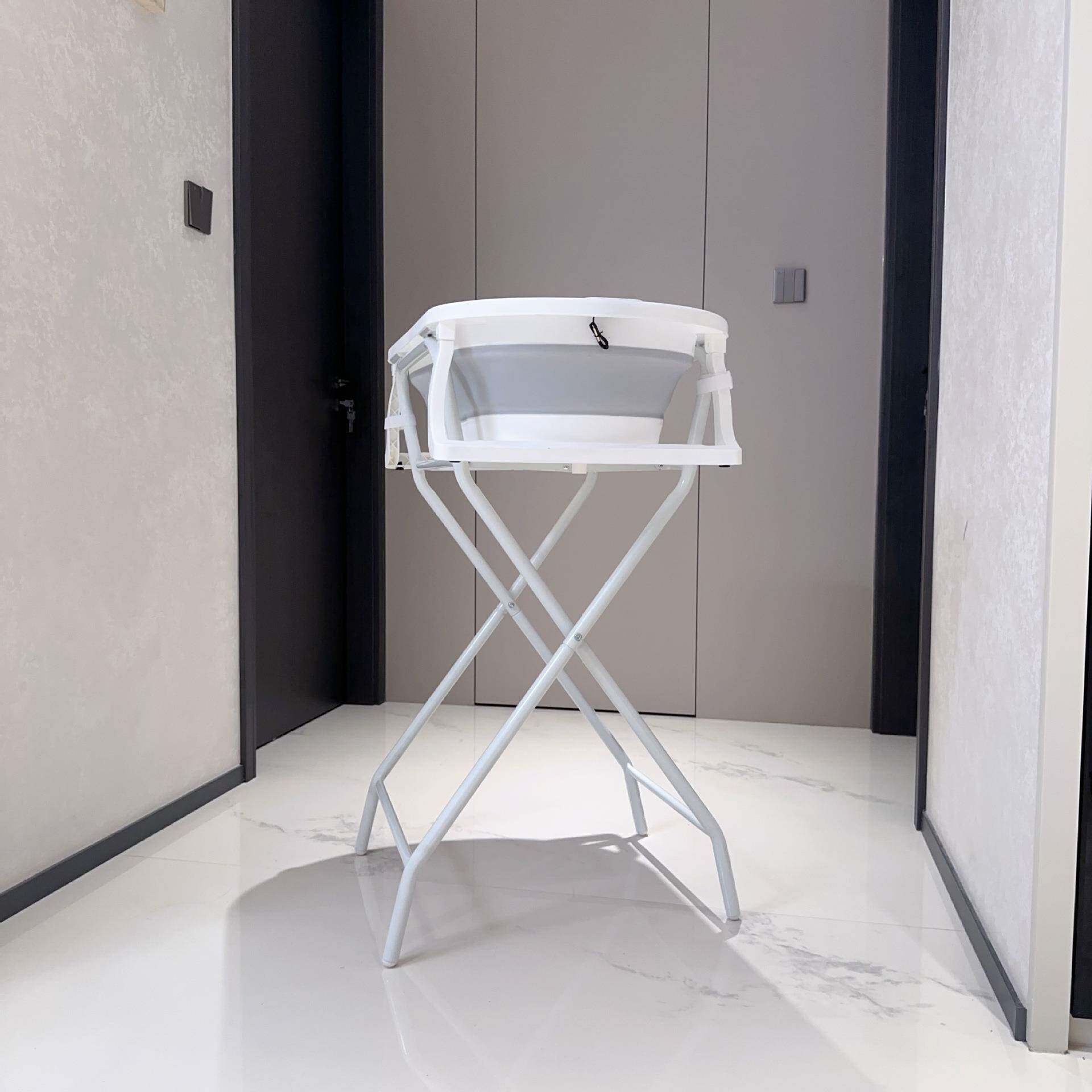 婴儿带支架洗澡盆新生儿浴架宝宝可坐躺支架浴盆可折叠占用空间小