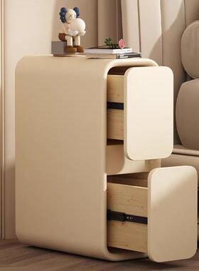 奶油床头简柜轻奢法式实木小你型超窄64022夹缝20c迷现代m约床边