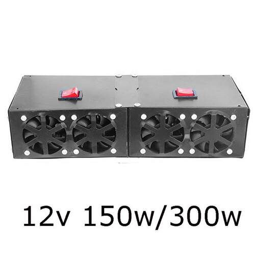 4孔车载暖风机12V150W/300W汽车旅行加热保暖温控器风扇除霜除雾
