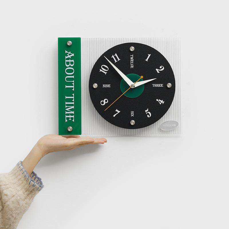 wozoom屋YEW准钟免孔奶油风打艺术挂表客厅家用简约现代创意钟时