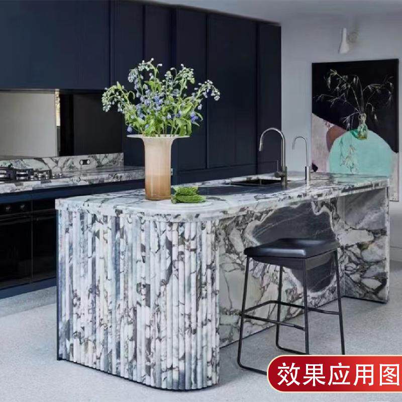 云浮大象白天然大理石客厅精装背景圆形餐桌家用轻奢高端异形茶几