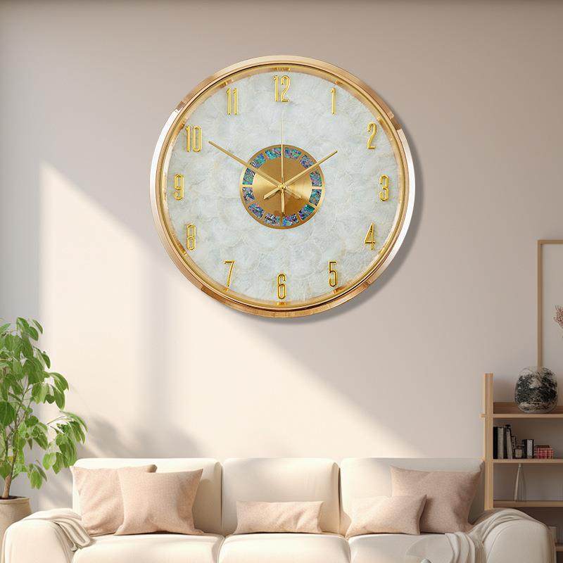 轻高奢档家贝壳挂钟225新款客厅用网红0钟表LHU现代简约挂钟时钟