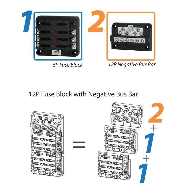 03-112UK房车船舶游艇2路螺丝端YHF子LED保2险丝盒12路W保险丝座