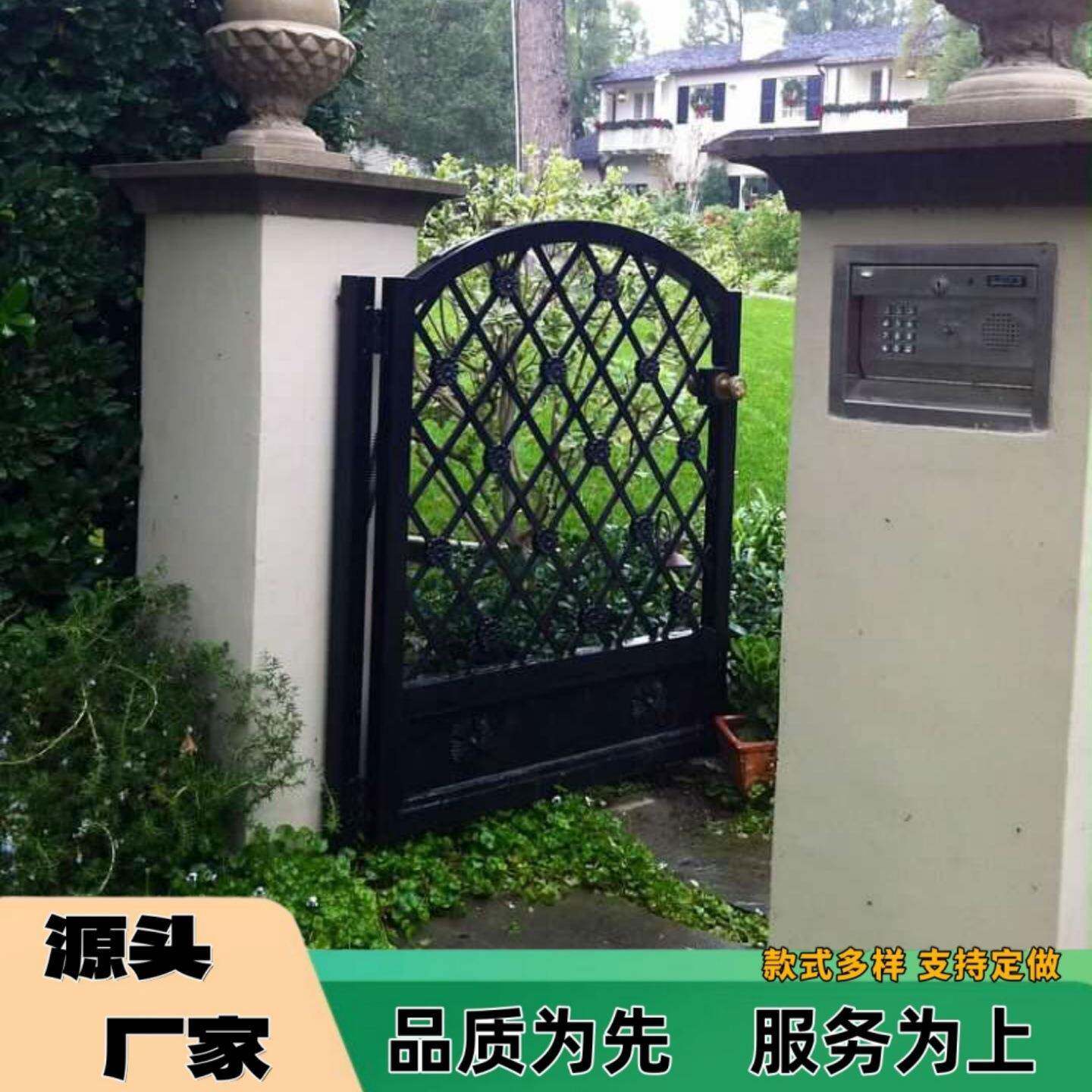 欧式铁大别门双开对门艺防盗门墅围墙开门农216村庭院大铁门花园