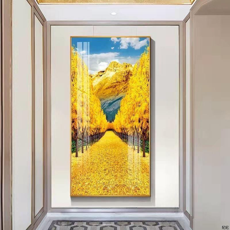 现代约进门麋画鹿玄关装简饰QZC客厅走廊过道挂画竖版壁招财画风