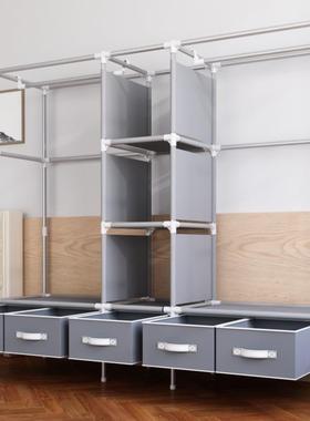 易衣柜出租XUS房用大量布艺简衣柜容结实耐尘用卧室防收纳钢管挂