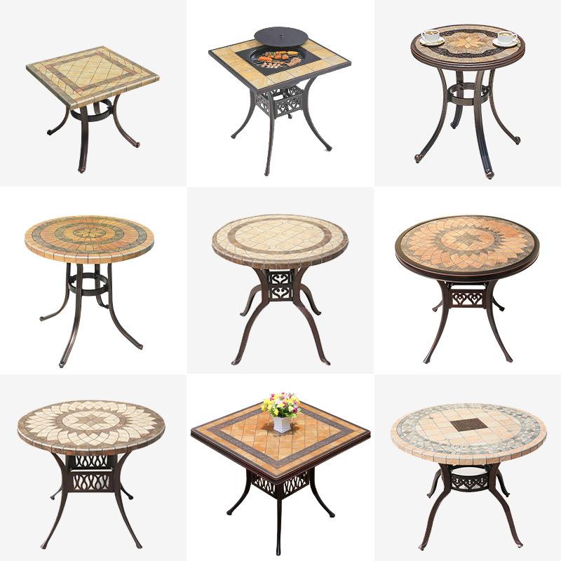 户外庭花院桌阳椅TYR别墅园露天台茶桌瓷桌砖桌椅室外防水铸铝椅