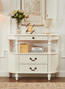 欧玄式古实半圆复木玄关桌入户正对门玄关奶油985风关柜靠墙白色
