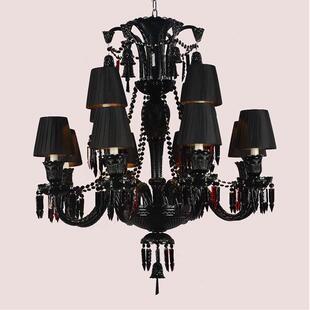 法822式客厅黑间色水晶墅吊灯欧别复式楼梯吊灯服装店餐厅复古式