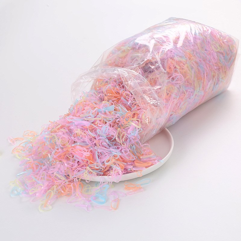 两斤装高弹力一次性橡皮筋黑色儿童女孩扎头发皮筋不伤发头绳发圈