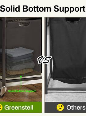 爆实用CEI脏衣分类附整理收纳架轮铁木款篮脏衣篓布艺脏衣收纳筐