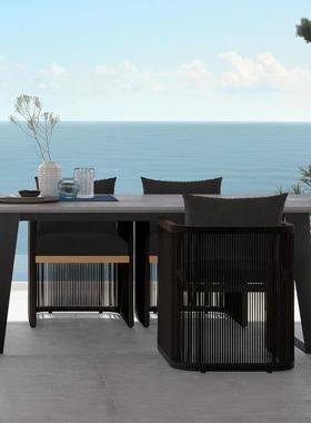 户桌椅tb-66920柚绳编花园休闲阳木台露天设藤计外师酒店庭院样板