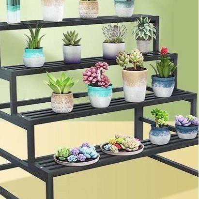 台花架艺子多落地式多层阶梯式防水阳防锈庭LSG院肉室内外铁烤漆