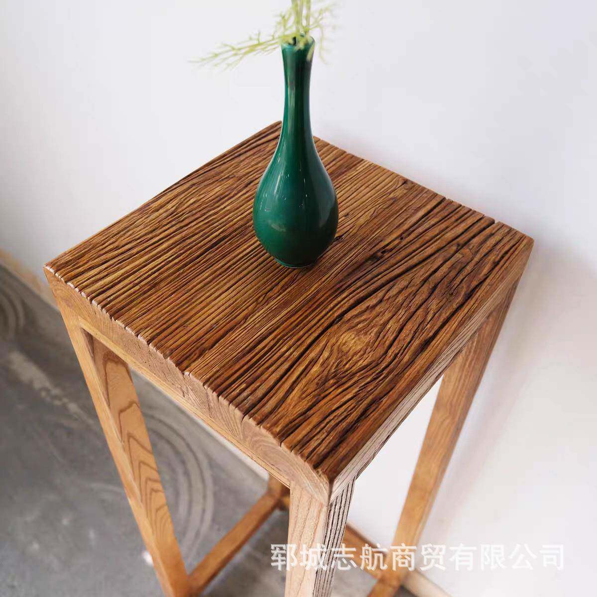 家用室内实木架新中无品牌/式客厅落式植物花置物架盆老榆木地花