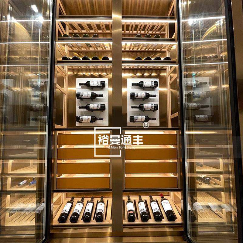欧式钢红酒柜不锈架红酒子展架复YHX示古酒窖嵌入式恒湿恒温酒柜
