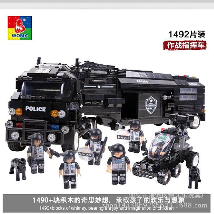 沃木无品牌/新品颗粒积积木玩具新款小特警战队马捍卫者作战指挥
