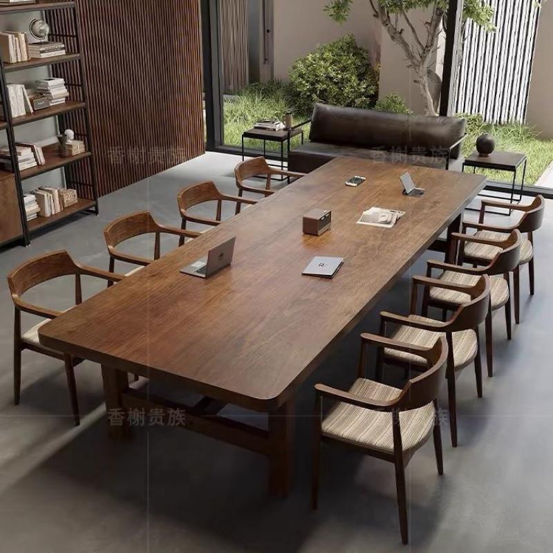 桌GxP办全实木会议桌长约桌简大型工作台公长条形大XEG桌子原木桌