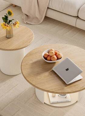 法式面奶油椭圆实木UVX茶抓几小户型猫布艺储物防刮加厚风岩板台