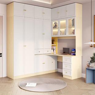 J约简转角衣柜书桌一^组合儿童房书体柜带电脑桌现代卧TNP室书架