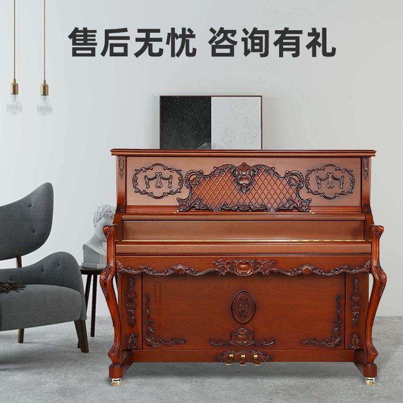 式雕花立钢琴雕高谱架设计实木刻机钢琴酒店演奏展示pUJKi械ano